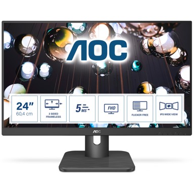 AOC Monitor 24E1Q 60,5cm/23,8" (1920x1080) 16:9 5ms IPS HDMI VGA DisplayPort VESA Speaker Full HD Black